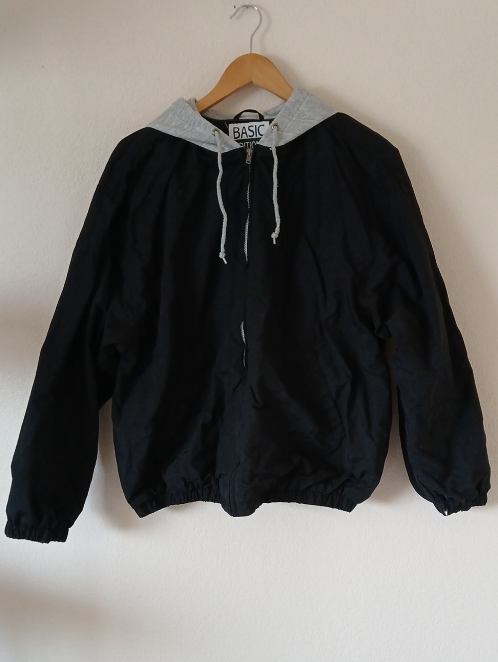 Vintage Basic Editions Black Nylon Insulated Windbreaker With Hood